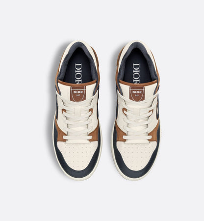 CHRISTIAN DIOR || B27 Low-Top Sneaker in Cream, Navy, and Tan Calfskin