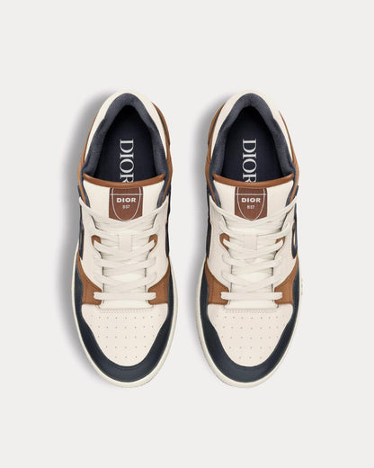 CHRISTIAN DIOR || B27 Low-Top Sneaker in Cream, Navy, and Tan Calfskin
