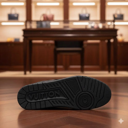 LOUIS VUITTON || Monogram Embellished Low-Top Black Trainer Sneaker
