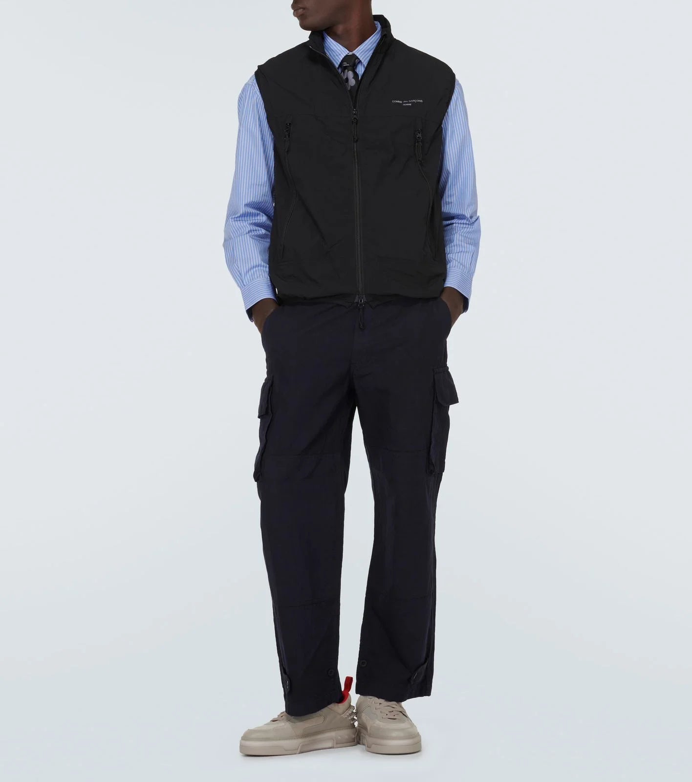 CHRISTIAN LOUBOUTIN || ASTROLOUBI Leather and Mesh Sneakers - Bone/Red