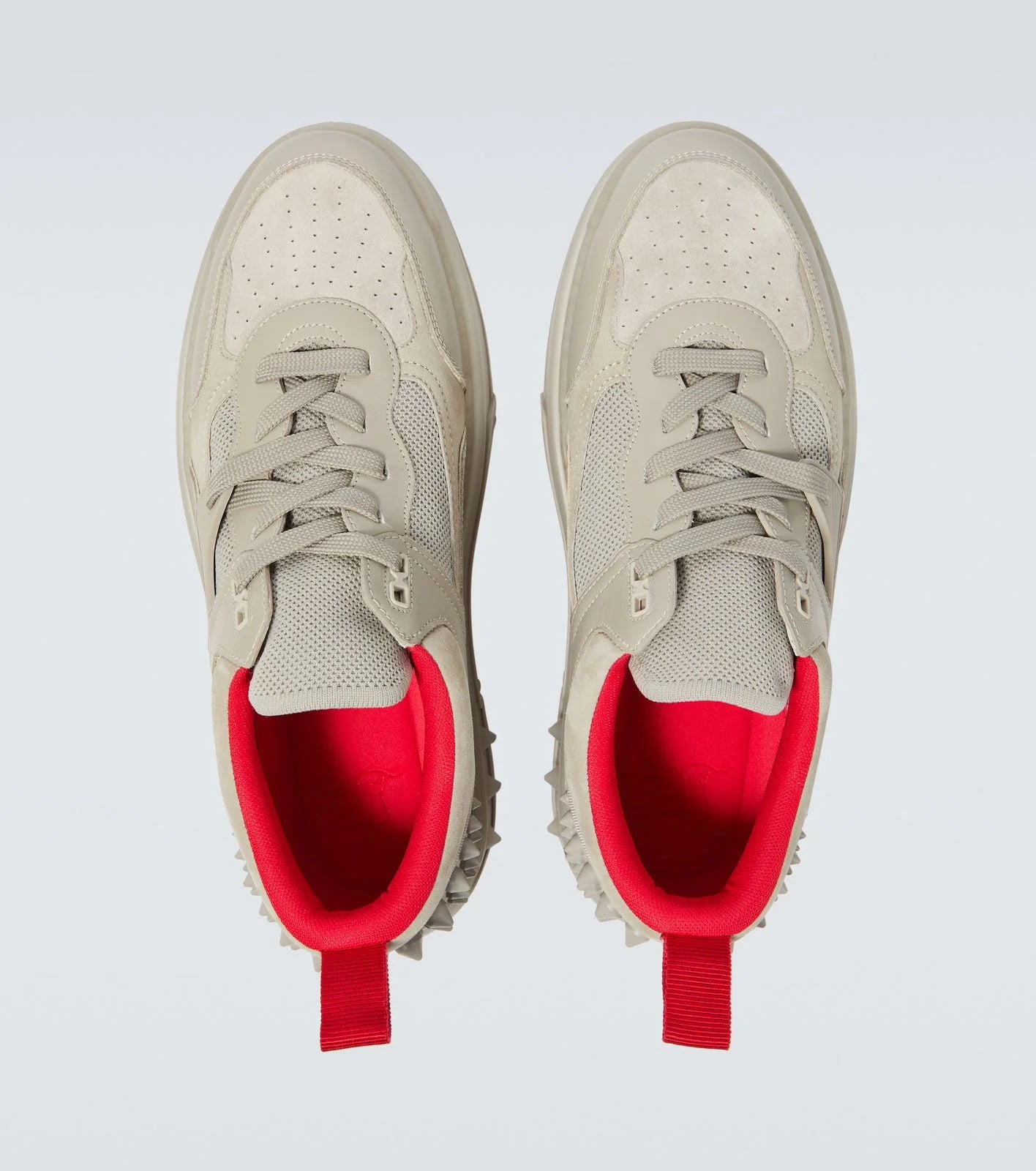 CHRISTIAN LOUBOUTIN || ASTROLOUBI Leather and Mesh Sneakers - Bone/Red