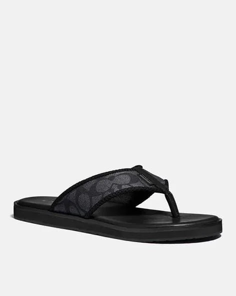COACH || Men's Signature Jacquard Flip-Flops - Charcoal/Black