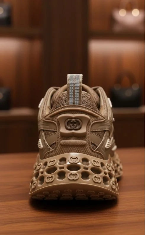 GUCCI || Men's GG Mac80 Sneakers - Tan Beige Technical Fabric & Leather - FASHION MYST