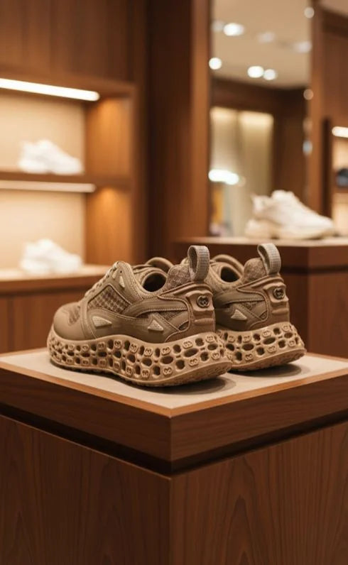 GUCCI || Men's GG Mac80 Sneakers - Tan Beige Technical Fabric & Leather - FASHION MYST