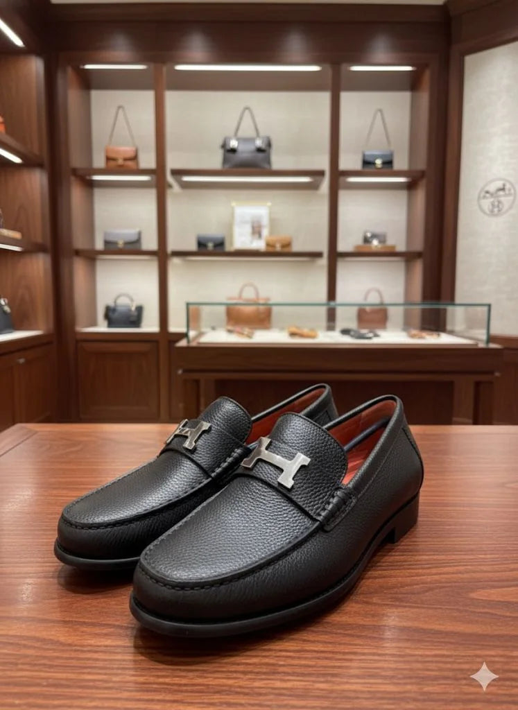 HERMES|| Paris Loafer - Black Grained Leather with Palladium H Buckle