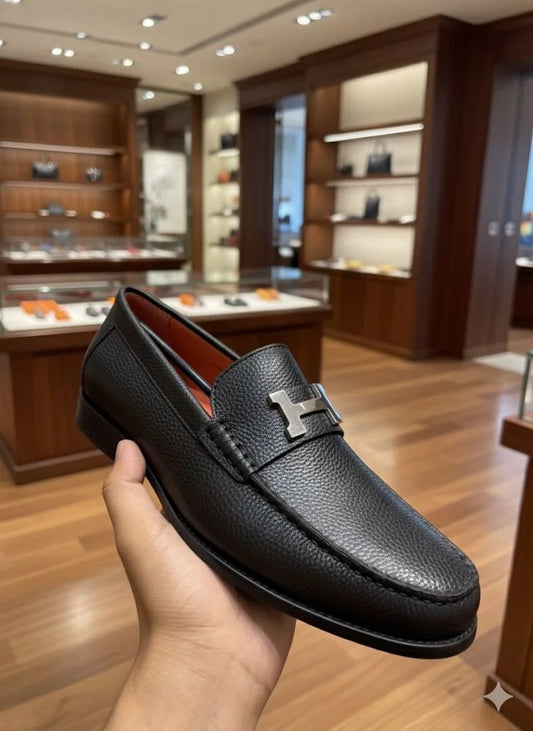 HERMES|| Paris Loafer - Black Grained Leather with Palladium H Buckle
