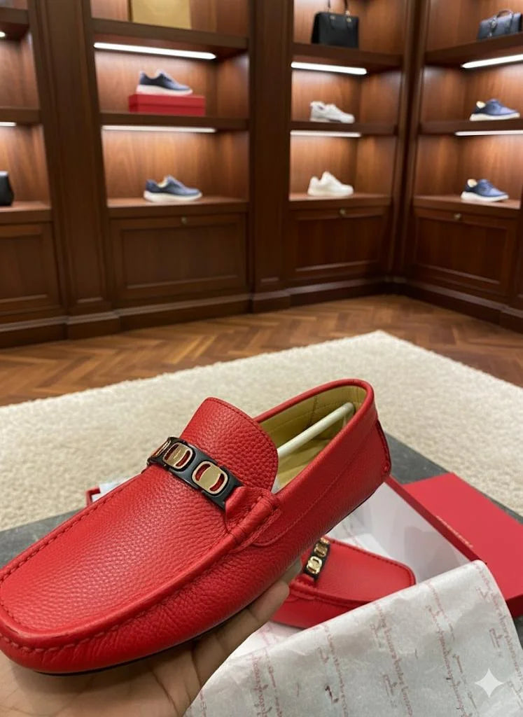 SALVATORE FERRAGAMO || Red Leather Bit Loafer – Italian Luxury Craftsmanship - FASHION MYST