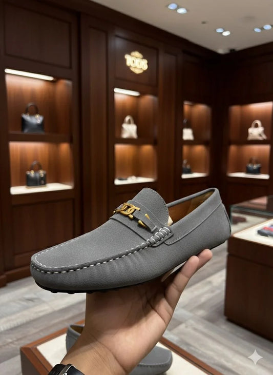 TOD'S || Grey Suede Chain-Detail Loafer – Italian Luxury Craftsmanship - FASHION MYST