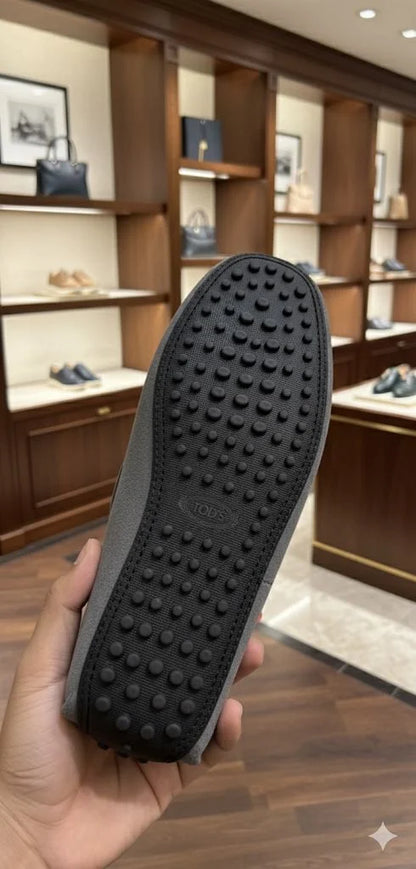 TOD'S || Grey Suede Chain-Detail Loafer – Italian Luxury Craftsmanship - FASHION MYST