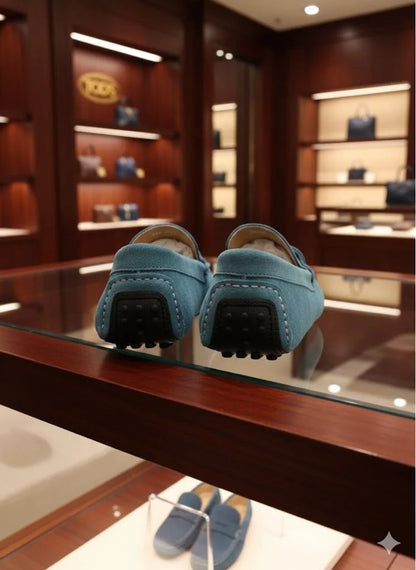 TOD'S || Blue Suede Chain-Detail Loafers – Italian Luxury Craftsmanship - FASHION MYST