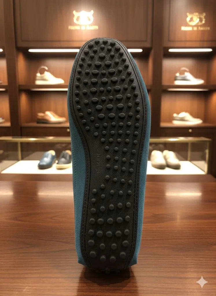 TOD'S || Blue Suede Chain-Detail Loafers – Italian Luxury Craftsmanship - FASHION MYST