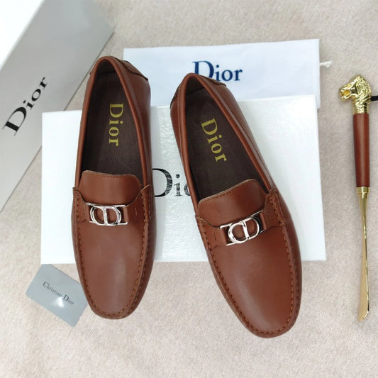 CHRISTIAN DIOR || Men's Granville Loafer - Brown Smooth Calfskin with Silver CD Icon Buckle