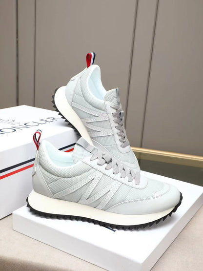 MONCLER || Men’s Lite Runner Low-Top Sneakers - Grey/White Mesh & Leather