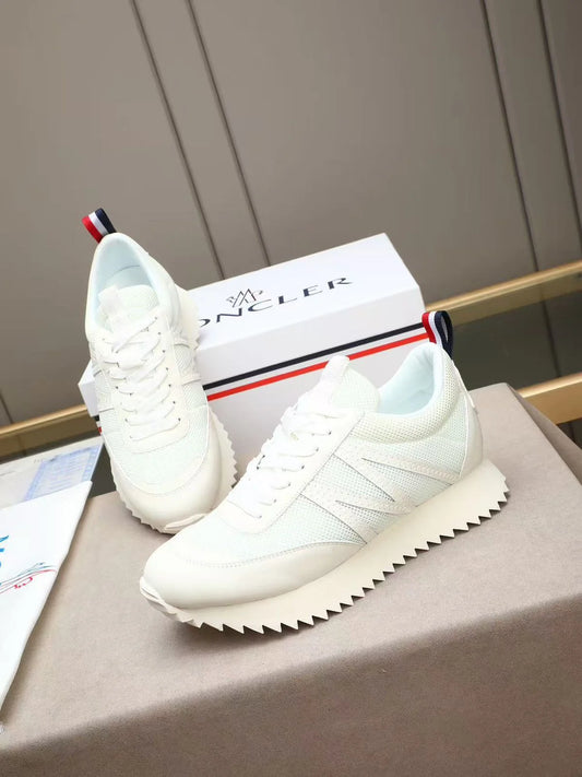 MONCLER || Ariel Mesh & Leather Low-Top Sneakers In Optic White - FASHION MYST