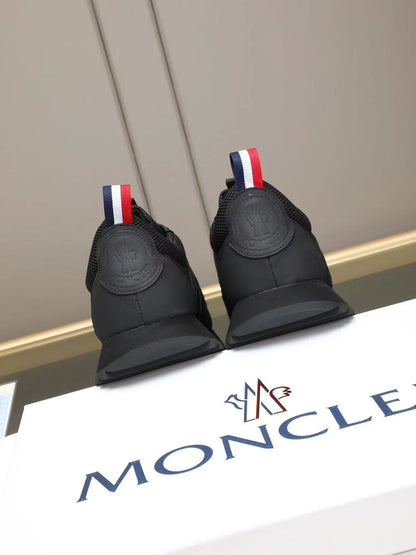 MONCLER || Bubble Mesh & Leather Low-Top Sneakers in Black