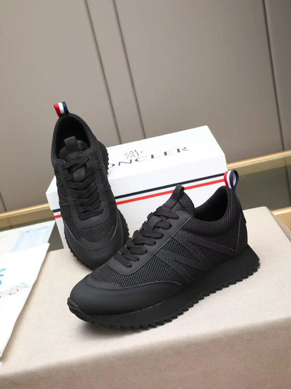MONCLER || Bubble Mesh & Leather Low-Top Sneakers in Black