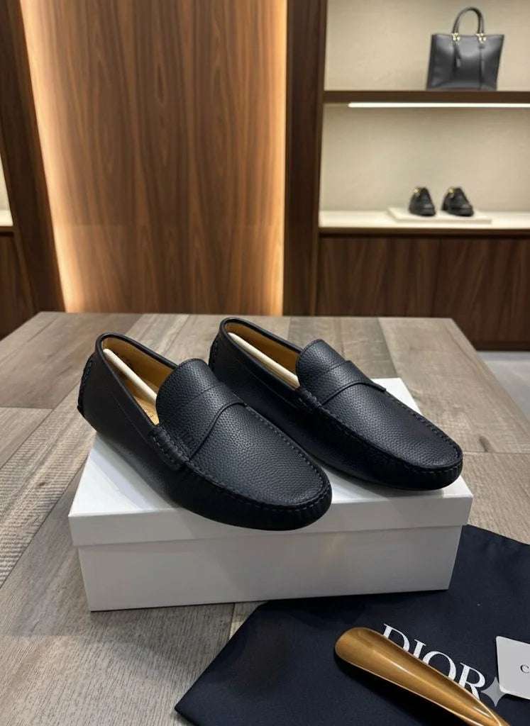 CHRISTIAN DIOR || Timeless Moccasin in Midnight Blue Grained Leather Loafer