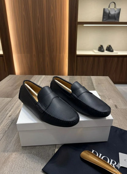 CHRISTIAN DIOR || Timeless Moccasin in Midnight Blue Grained Leather Loafer