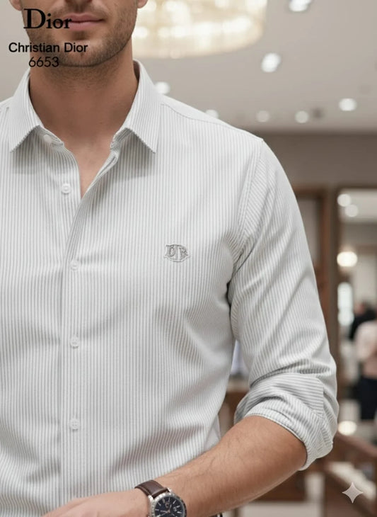 CHRISTIAN DIOR || Men's Luxury Button-Down Shirt | Striped Cotton
