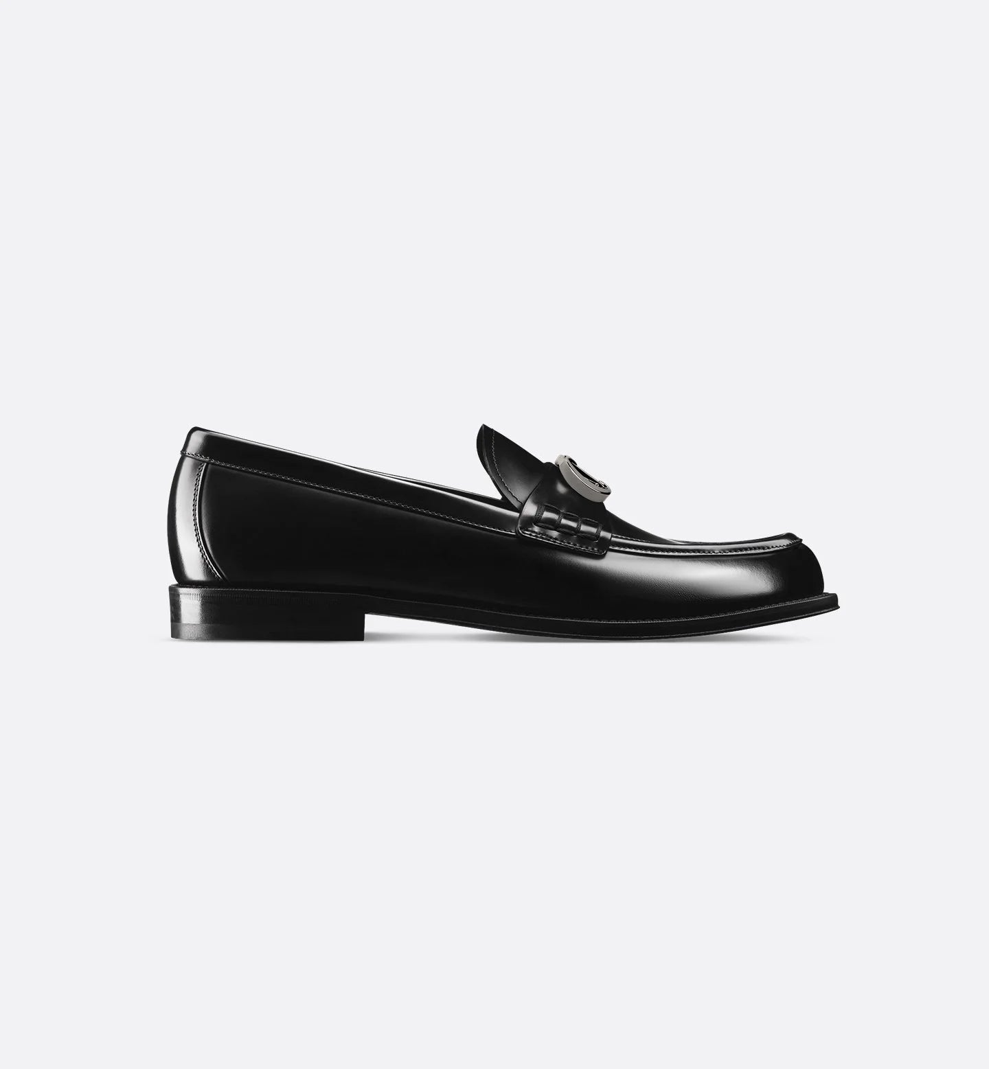 CHRISTIAN DIOR || Corsaire Loafer in Black Polished Calfskin with Silver-Finish CD Icon