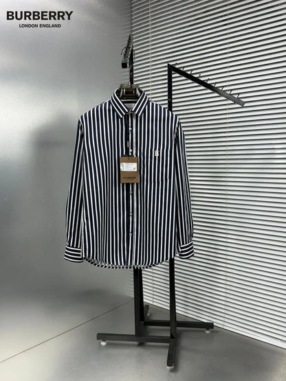 BURBERRY || Men's Vertical Stripe Cotton Long-Sleeve Shirt