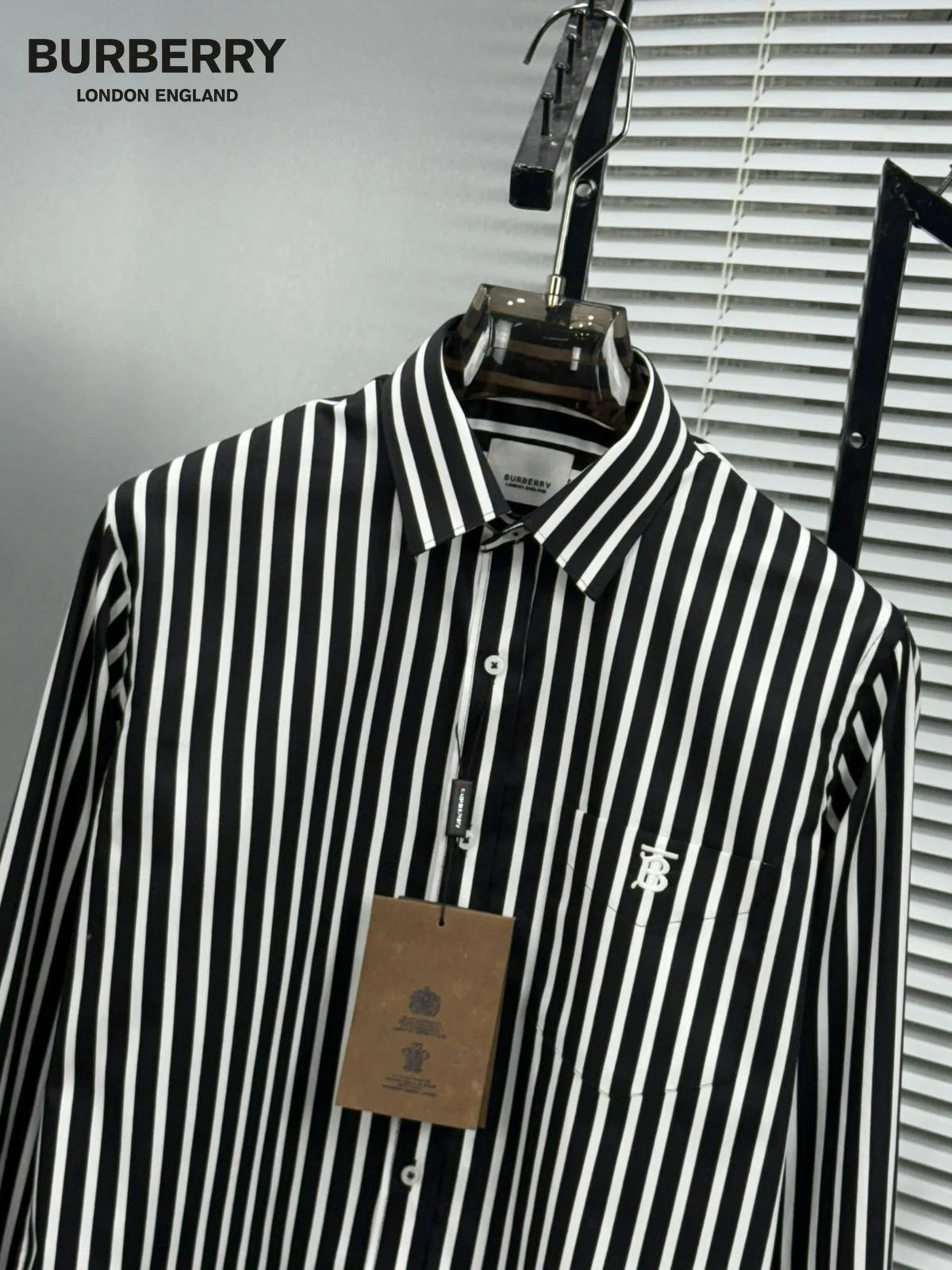 BURBERRY || Men's Vertical Stripe Cotton Long-Sleeve Shirt