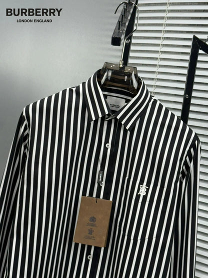 BURBERRY || Men's Vertical Stripe Cotton Long-Sleeve Shirt