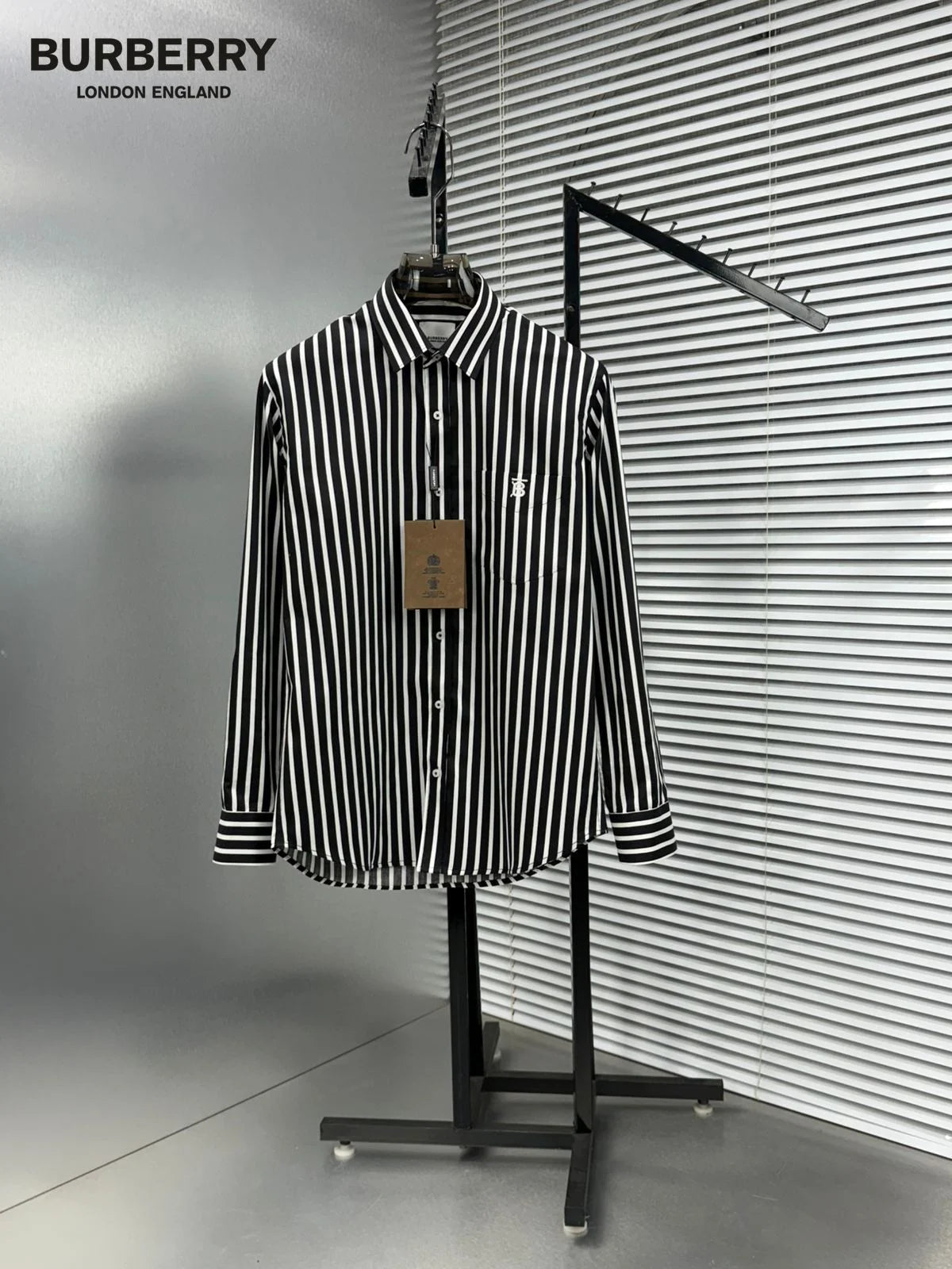 BURBERRY || Men's Vertical Stripe Cotton Long-Sleeve Shirt