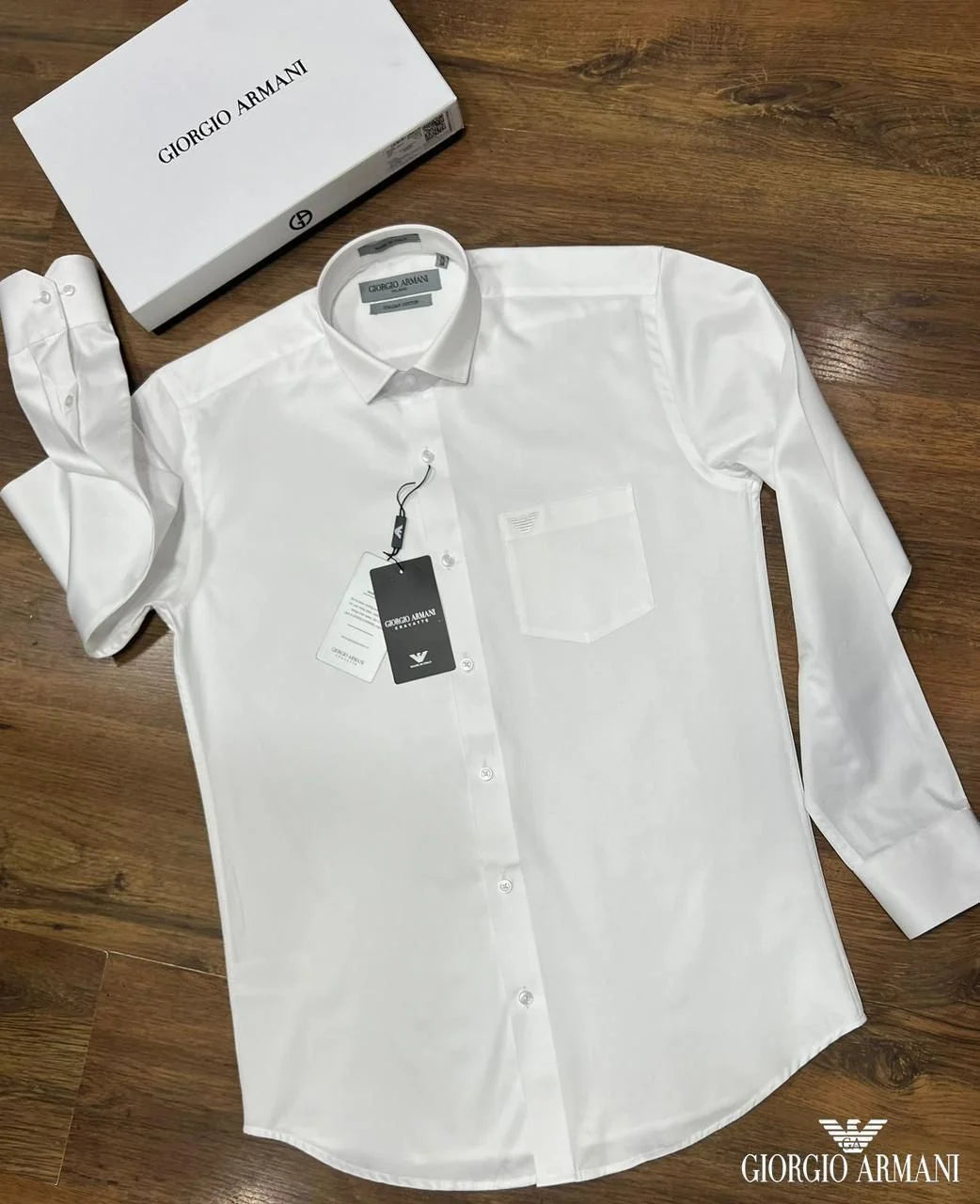 GIORGIO ARMANI || Long-Sleeve Shirt with Signature Pocket Logo