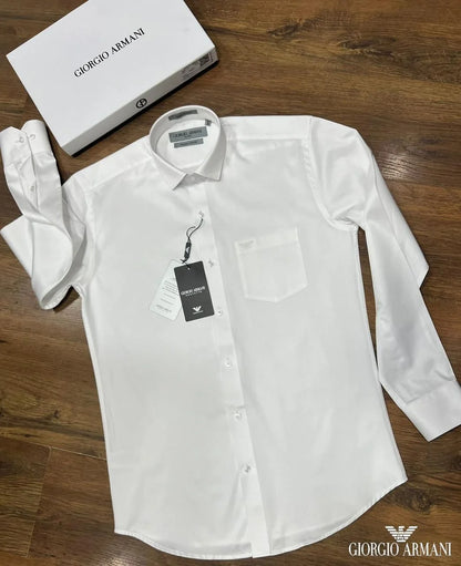 GIORGIO ARMANI || Long-Sleeve Shirt with Signature Pocket Logo