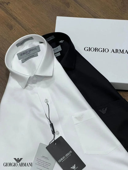GIORGIO ARMANI || Long-Sleeve Shirt with Signature Pocket Logo