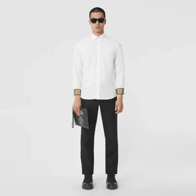 BURBERRY || Black/White Dress Shirt for Men - Premium Cotton - Slim Fit