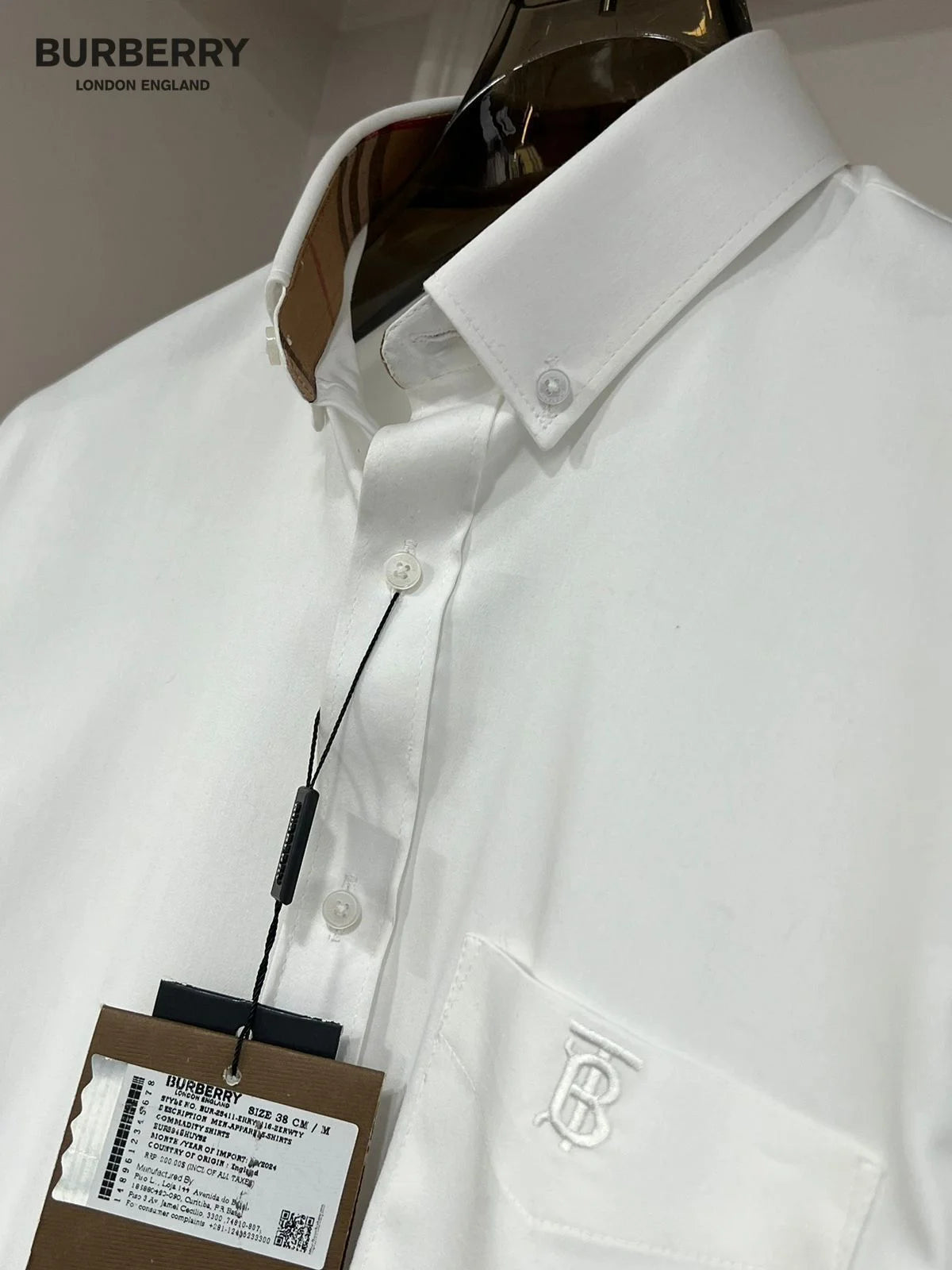 BURBERRY || Black/White Dress Shirt for Men - Premium Cotton - Slim Fit