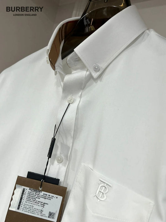 BURBERRY || Black/White Dress Shirt for Men - Premium Cotton - Slim Fit