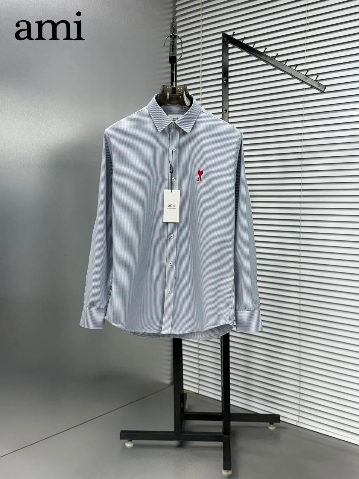AMI Paris || Men's Ami de Coeur Striped Button-Down Shirt