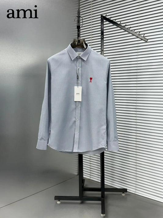 AMI Paris || Men's Ami de Coeur Striped Button-Down Shirt