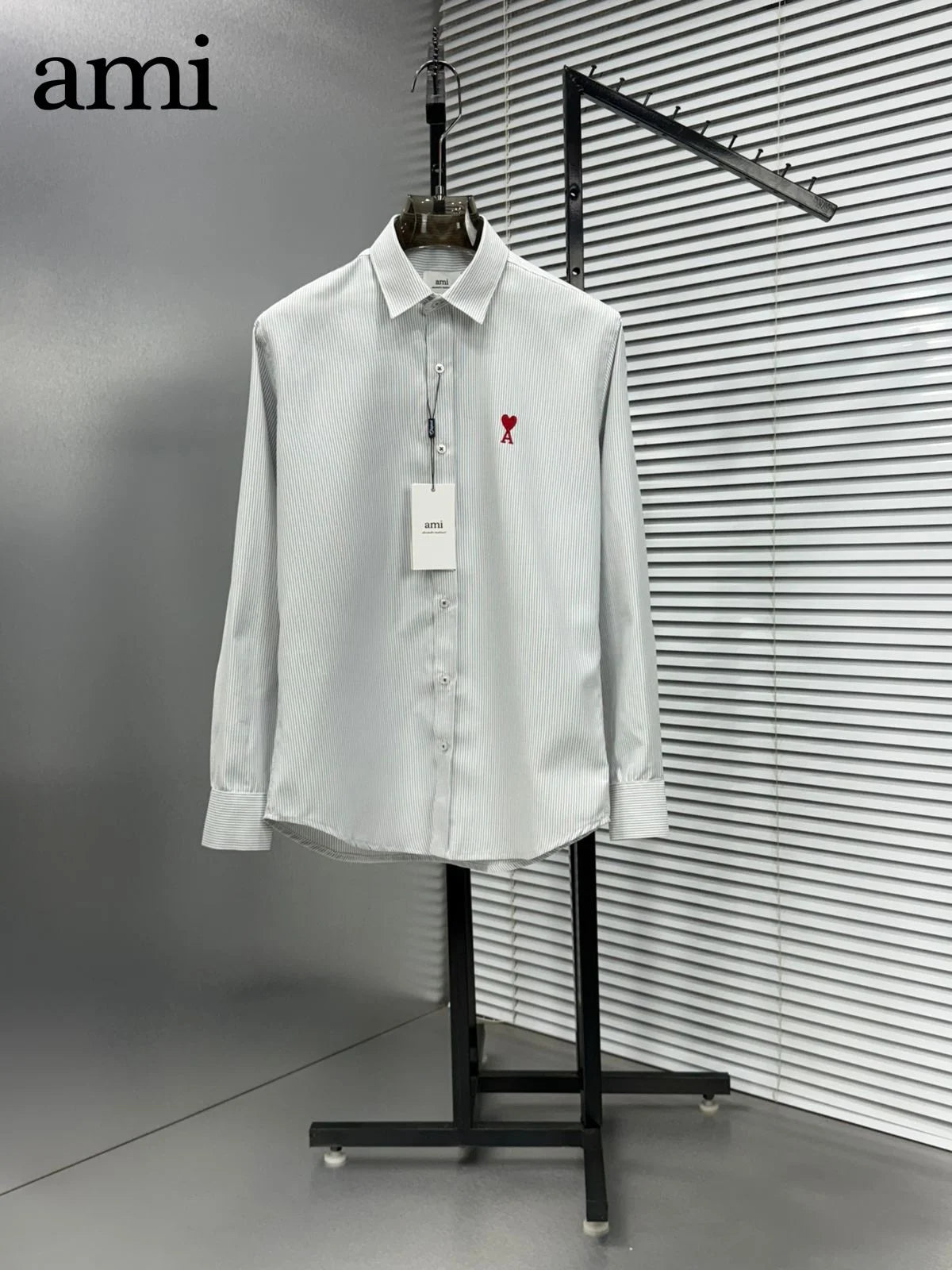 AMI Paris || Men's Ami de Coeur Striped Button-Down Shirt