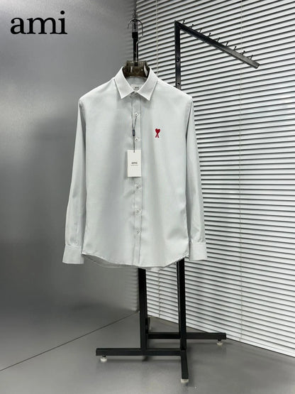 AMI Paris || Men's Ami de Coeur Striped Button-Down Shirt