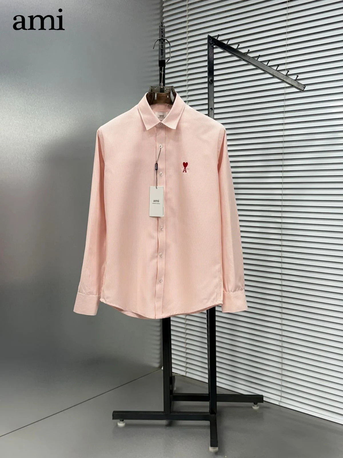 AMI Paris || Men's Ami de Coeur Striped Button-Down Shirt