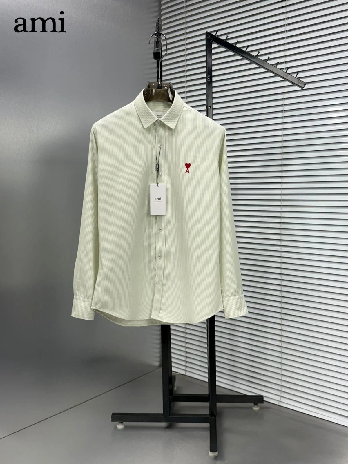 AMI Paris || Men's Ami de Coeur Striped Button-Down Shirt