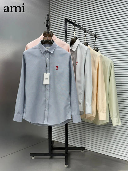 AMI Paris || Men's Ami de Coeur Striped Button-Down Shirt