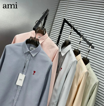 AMI Paris || Men's Ami de Coeur Striped Button-Down Shirt