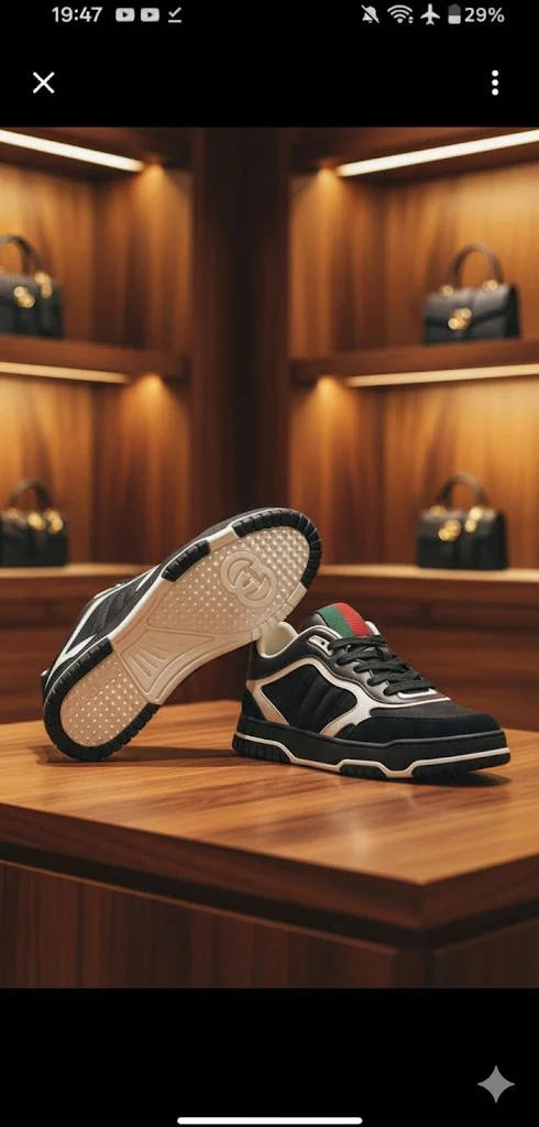 GUCCI || Mac80 Low-Top Sneakers with Interlocking G and Web Detail