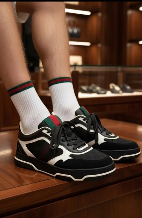 GUCCI || Mac80 Low-Top Sneakers with Interlocking G and Web Detail