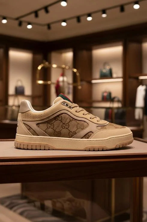 GUCCI || Mac80 Low-Top Sneakers with Interlocking G and Web Detail