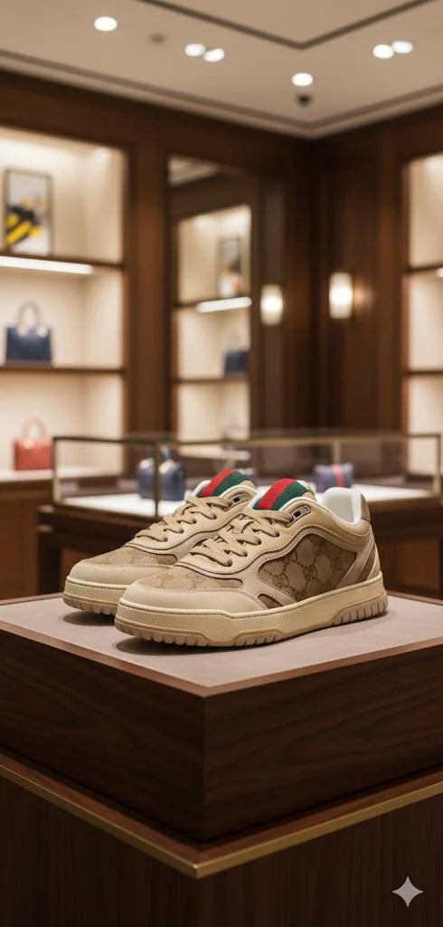 GUCCI || Mac80 Low-Top Sneakers with Interlocking G and Web Detail