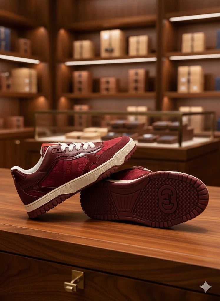 GUCCI || Mac80 Low-Top Sneakers with Interlocking G and Web Detail