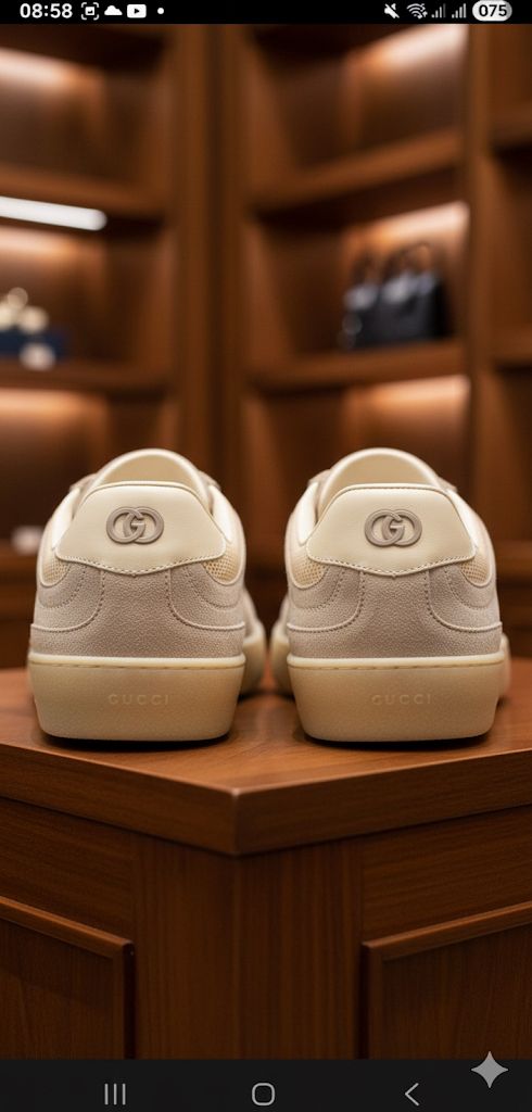 GUCCI || Men's Interlocking G Mesh and Suede Low-Top Sneakers - Beige/Ebony