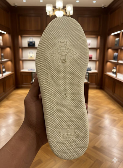 GUCCI || Men's Interlocking G Mesh and Suede Low-Top Sneakers - Beige/Ebony