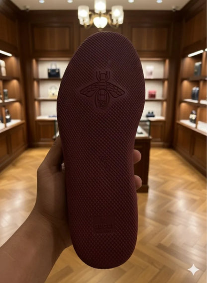 GUCCI || B Sneaker in Rosso Ancora GG Canvas and Suede